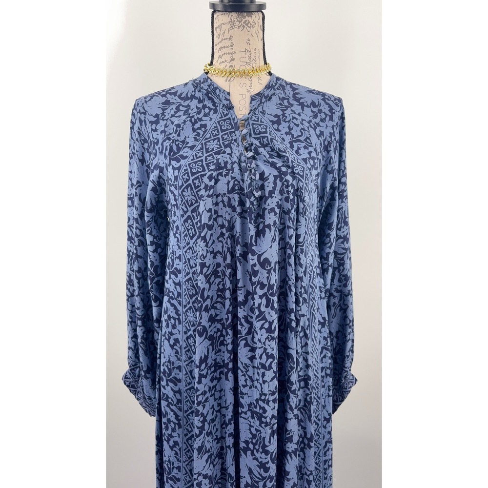 B56 Natalie Martin Fiore Maxi Dress XS Orchid Blue Floral Silk Lagenlook Boho - Picture 6 of 11